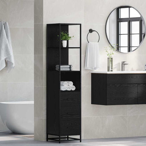 vidaXL Bathroom Cabinet with Drawer Black oak 35 x 37.5 x 166 cm