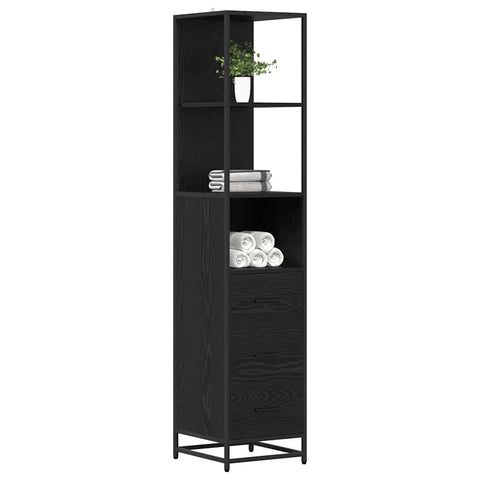 vidaXL Bathroom Cabinet with Drawer Black oak 35 x 37.5 x 166 cm