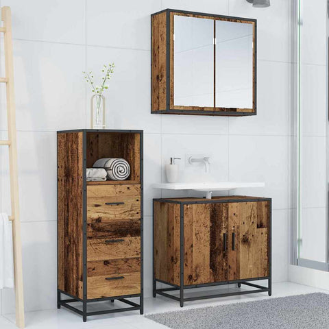 vidaXL Bathroom Cabinet Old wood 35 x 37.5 x 100 cm Engineered wood