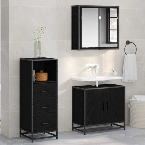 vidaXL Bathroom Cabinet Black oak 35 x 37.5 x 100 cm Engineered wood