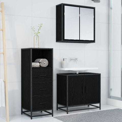 vidaXL Bathroom Cabinet Black oak 35 x 37.5 x 100 cm Engineered wood