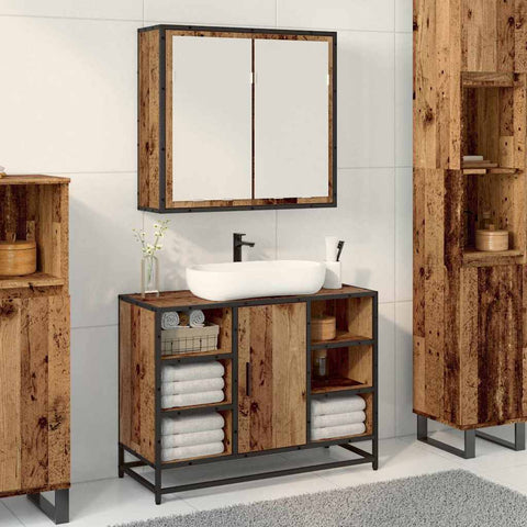vidaXL Bathroom Mirror Cabinet with Shelf Old wood 65 x 20 x 60 cm