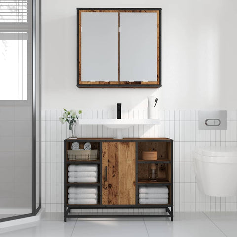 vidaXL Bathroom Mirror Cabinet with Shelf Old wood 65 x 20 x 60 cm