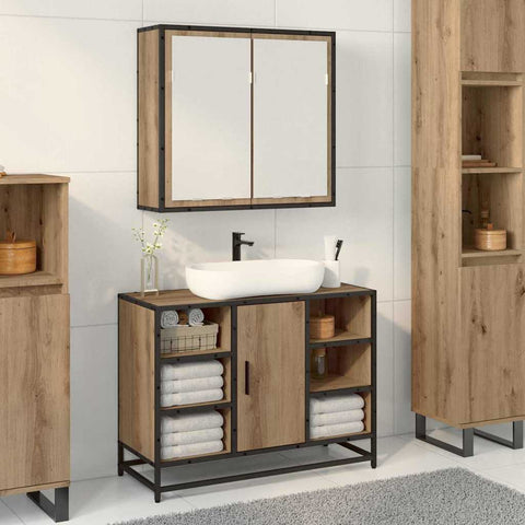 vidaXL Bathroom Mirror Cabinet with Shelf Artisan oak 65 x 20 x 60 cm