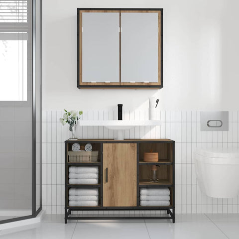 vidaXL Bathroom Mirror Cabinet with Shelf Artisan oak 65 x 20 x 60 cm