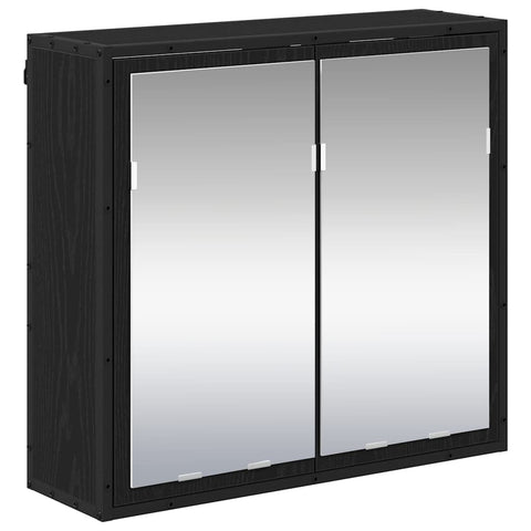 vidaXL Bathroom Mirror Cabinet with Shelf Black oak 65 x 20 x 60 cm