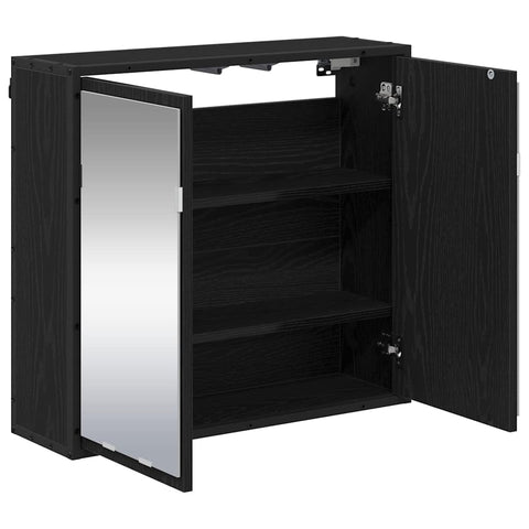 vidaXL Bathroom Mirror Cabinet with Shelf Black oak 65 x 20 x 60 cm