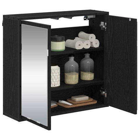 vidaXL Bathroom Mirror Cabinet with Shelf Black oak 65 x 20 x 60 cm