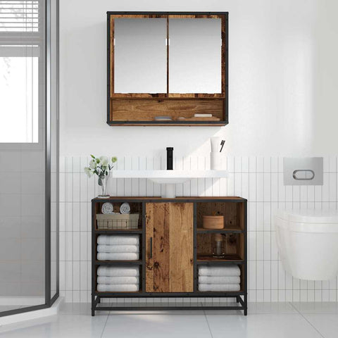 vidaXL Bathroom Mirror Cabinet with Shelf Old wood 65 x 20 x 60 cm