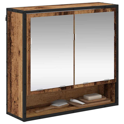 vidaXL Bathroom Mirror Cabinet with Shelf Old wood 65 x 20 x 60 cm