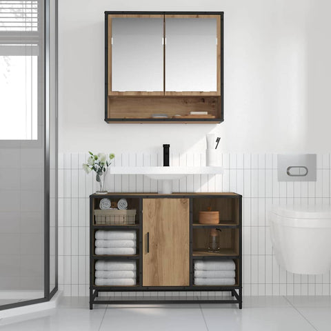 vidaXL Bathroom Mirror Cabinet with Shelf Artisan oak 65 x 20 x 60 cm
