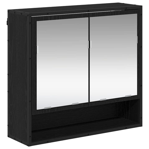 vidaXL Bathroom Mirror Cabinet with Shelf Black oak 65 x 20 x 60 cm