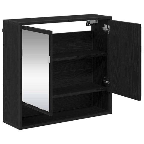 vidaXL Bathroom Mirror Cabinet with Shelf Black oak 65 x 20 x 60 cm