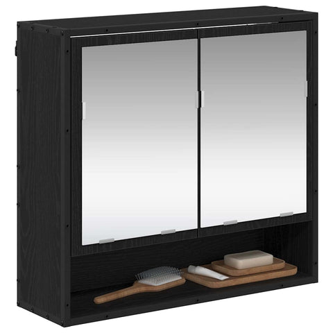 vidaXL Bathroom Mirror Cabinet with Shelf Black oak 65 x 20 x 60 cm