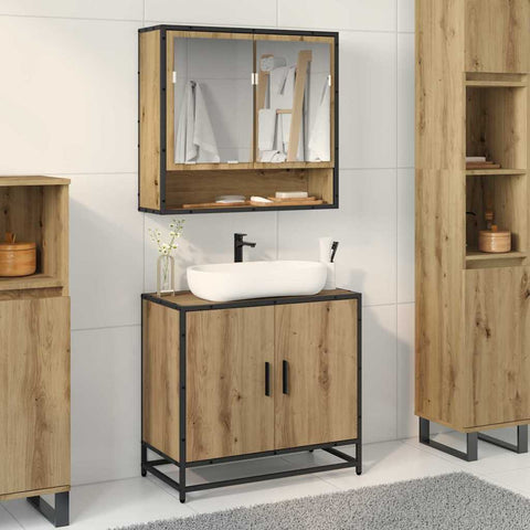 vidaXL Bathroom Sink Cabinet with Storage Artisan oak 65 x 33 x 60 cm