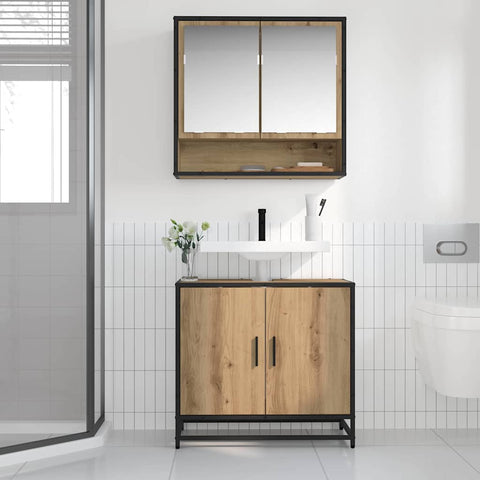 vidaXL Bathroom Sink Cabinet with Storage Artisan oak 65 x 33 x 60 cm