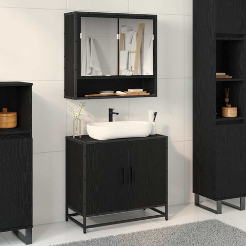 vidaXL Bathroom Sink Cabinet Black Oak 65 x 33 x 60 cm Engineered wood