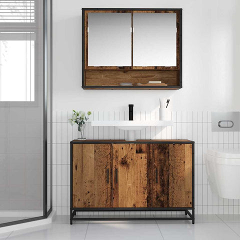 vidaXL Bathroom Sink Cabinet Old wood 90 x 33 x 60 cm Engineered wood