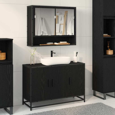 vidaXL Bathroom Sink Cabinet Black oak 90 x 33 x 60 cm Engineered wood