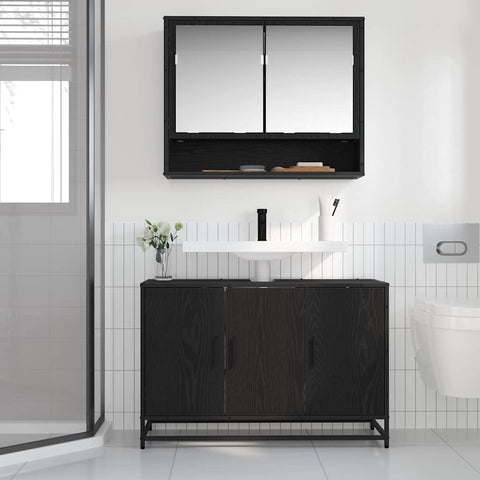 vidaXL Bathroom Sink Cabinet Black oak 90 x 33 x 60 cm Engineered wood
