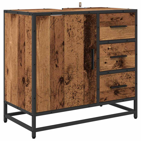 vidaXL Bathroom Sink Cabinet with Drawer Old wood 65 x 33 x 60 cm