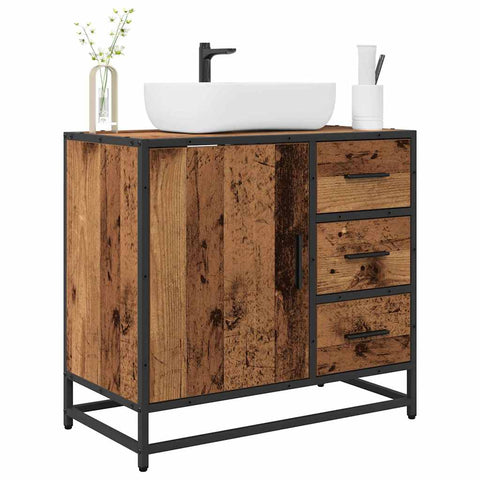 vidaXL Bathroom Sink Cabinet with Drawer Old wood 65 x 33 x 60 cm