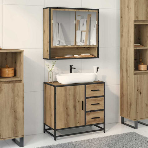 vidaXL Bathroom Sink Cabinet with Drawer Artisan oak 65 x 33 x 60 cm