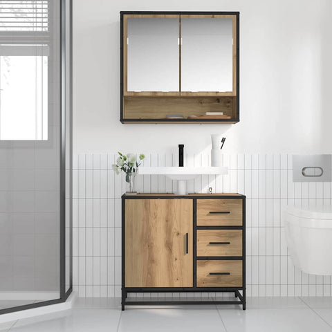 vidaXL Bathroom Sink Cabinet with Drawer Artisan oak 65 x 33 x 60 cm
