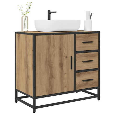 vidaXL Bathroom Sink Cabinet with Drawer Artisan oak 65 x 33 x 60 cm