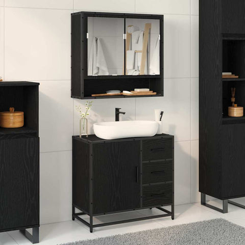 vidaXL Bathroom Sink Cabinet with Drawer Black oak 65 x 33 x 60 cm