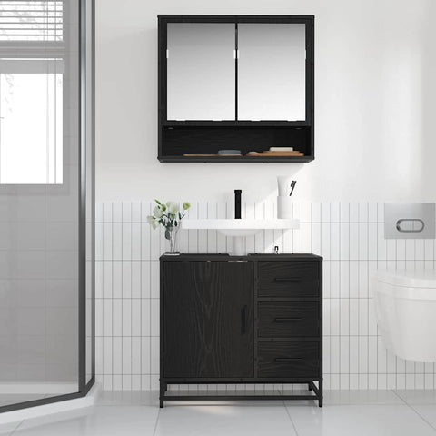 vidaXL Bathroom Sink Cabinet with Drawer Black oak 65 x 33 x 60 cm