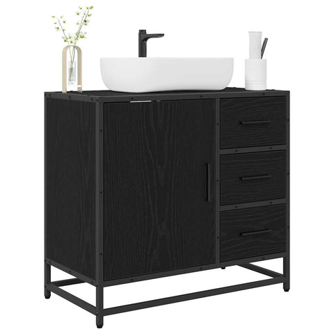 vidaXL Bathroom Sink Cabinet with Drawer Black oak 65 x 33 x 60 cm