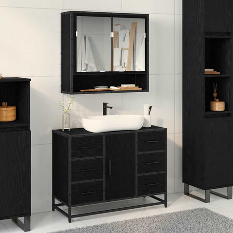 vidaXL Bathroom Sink Cabinet Black oak 80 x 33 x 60 cm Engineered wood