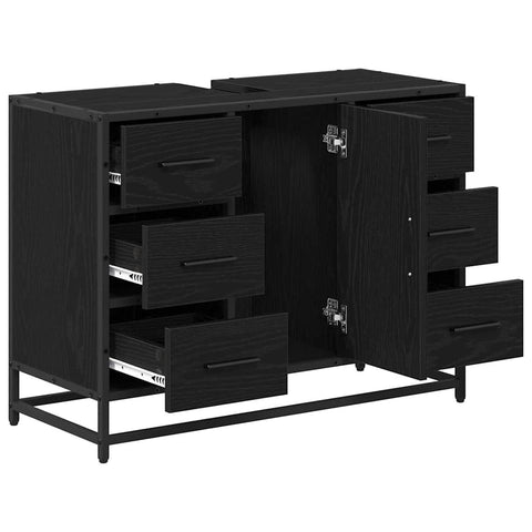 vidaXL Bathroom Sink Cabinet Black oak 80 x 33 x 60 cm Engineered wood