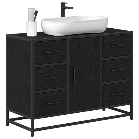 vidaXL Bathroom Sink Cabinet Black oak 80 x 33 x 60 cm Engineered wood