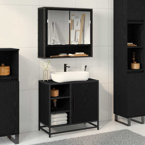 vidaXL Bathroom Sink Cabinet Black oak 65 x 33 x 60 cm Engineered wood