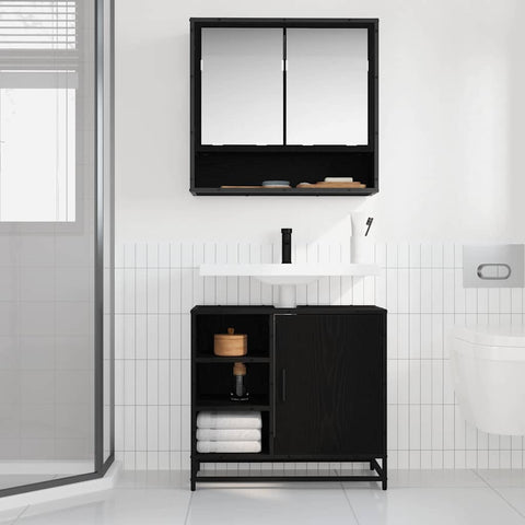 vidaXL Bathroom Sink Cabinet Black oak 65 x 33 x 60 cm Engineered wood
