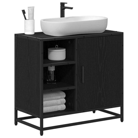 vidaXL Bathroom Sink Cabinet Black oak 65 x 33 x 60 cm Engineered wood