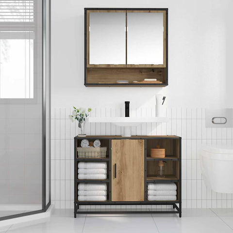 vidaXL Bathroom Sink Cabinet with Shelf Artisan oak 80 x 33 x 60 cm