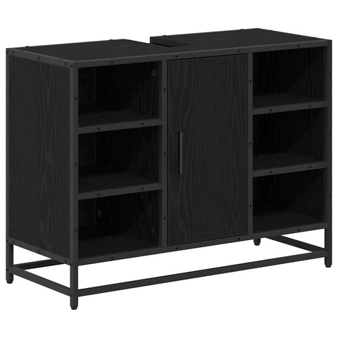 vidaXL Bathroom Sink Cabinet Black oak 80 x 33 x 60 cm Engineered wood