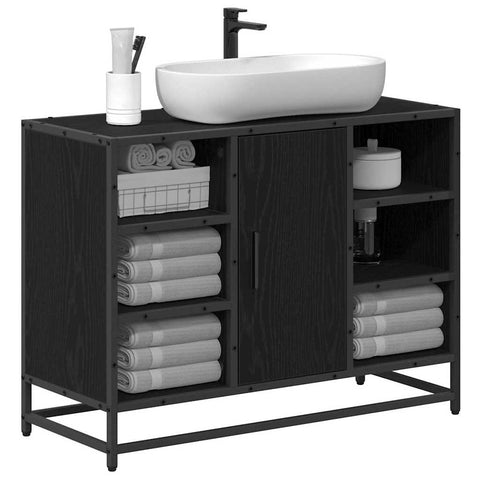 vidaXL Bathroom Sink Cabinet Black oak 80 x 33 x 60 cm Engineered wood