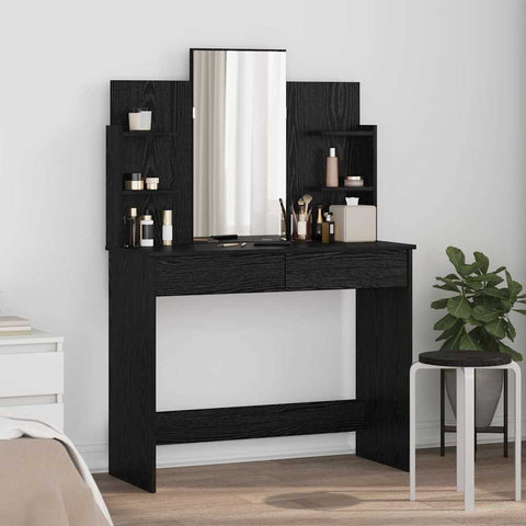 vidaXL Dressing Table Black Oak 96 x 39 x 142 cm Engineered Wood