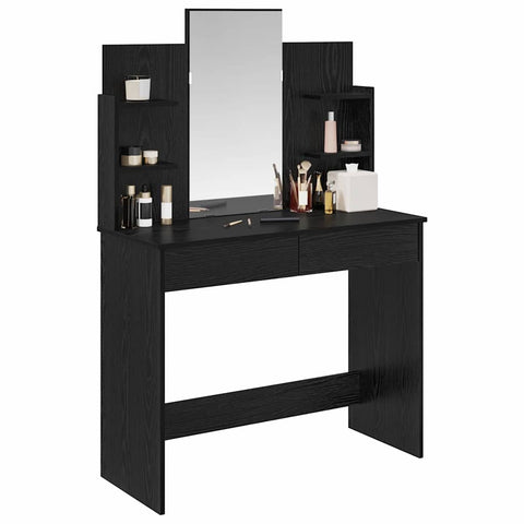 vidaXL Dressing Table Black Oak 96 x 39 x 142 cm Engineered Wood