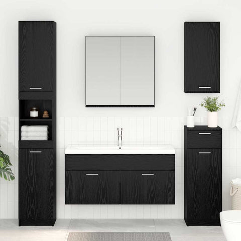 vidaXL Sink cabinet Black Oak 38.5 x 100 x 46 cm Engineered Wood