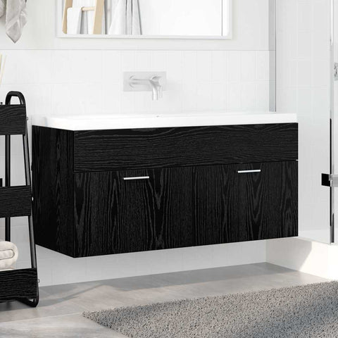 vidaXL Sink cabinet Black Oak 38.5 x 100 x 46 cm Engineered Wood