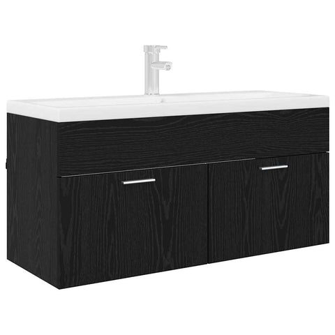 vidaXL Sink cabinet Black Oak 38.5 x 100 x 46 cm Engineered Wood