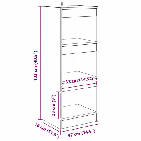vidaXL Book Cabinet Black oak 40 x 30 x 103 cm Engineered wood