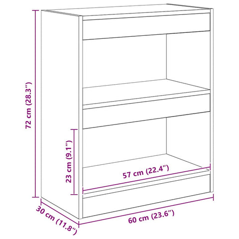vidaXL Book Cabinet Old wood 60 x 30 x 72 cm Engineered wood