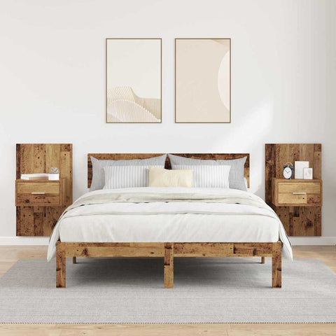 vidaXL Bed Cabinet 2 pcs Old wood 48.5 x 32.5 x 80 cm Engineered wood