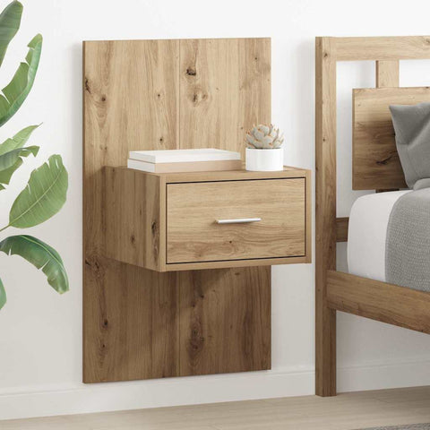 vidaXL Bed Cabinet with Drawer 2 pcs Artisan oak 48.5 x 32.5 x 80 cm